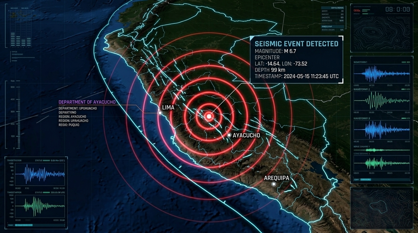 Peru M 6.7 Earthquake Telemetry & Epicenter Map