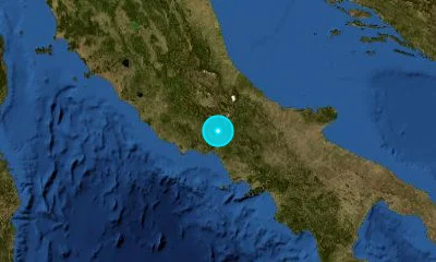 90 km NNW of Naples, Italy