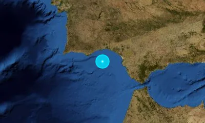 61 km SSW of Huelva, Spain