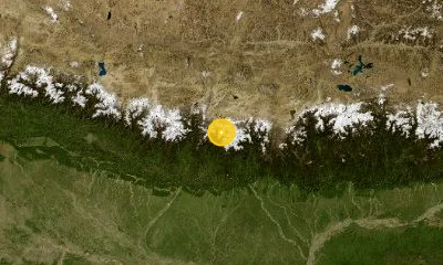 89 km NNW of Dārjiling, India