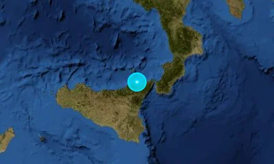 44 km W of Messina, Italy