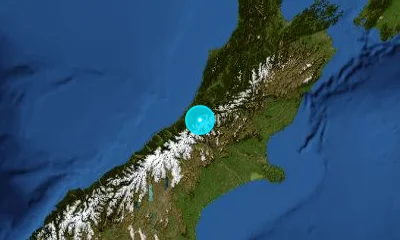132 km WNW of Christchurch, New Zealand