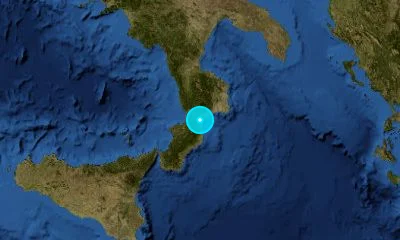 108 km NE of Messina, Italy