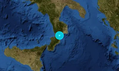 110 km NE of Messina, Italy