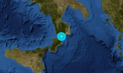108 km NE of Messina, Italy