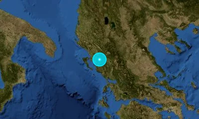 186 km SSE of Tirana, Albania