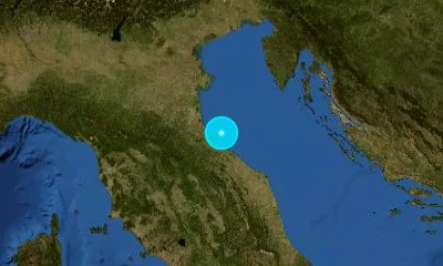 18 km NE of Rimini, Italy