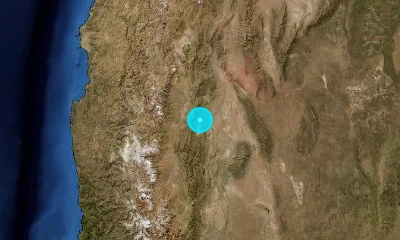 105 km NNW of San Juan, Argentina