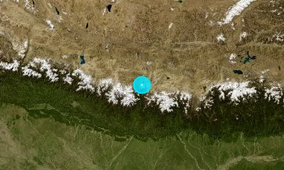 153 km NNW of Dārjiling, India