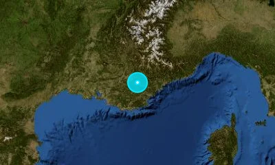 75 km NNE of Toulon, France