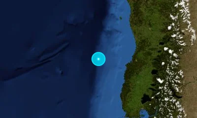 142 km W of Valdivia, Chile